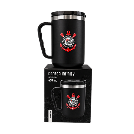 CANECA TÉRMICA INFINITY CORINTHIANS COM TAMPA 450ML BRASFOOT