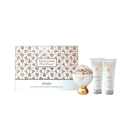 Kit Souvenir Floral Bouquet (Perfume 100Ml + Loção Corporal 100Ml + Gel De Banho 100Ml) - Afnan
