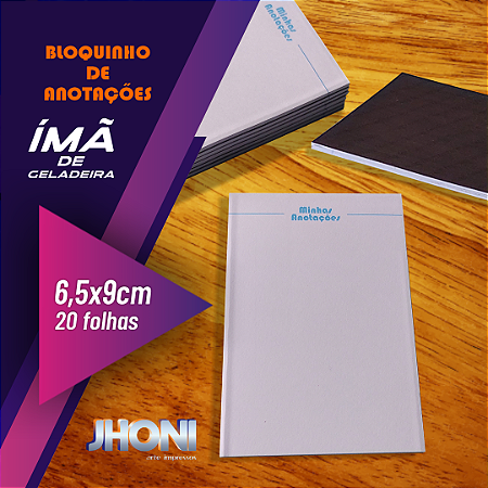 Bloquinho de Anotações Ímã de Geladeira 6,5x9cm Personalizado 8 unidades