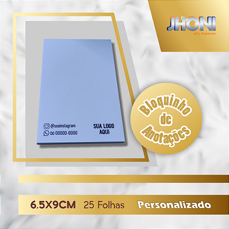 Bloquinho de Anotações 6,5x9cm Personalizado 8 unidades