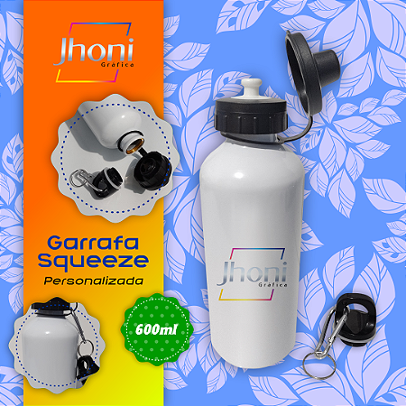 Garrafa Squeeze de Alumínio 600ml com Mosquetão Personalizada
