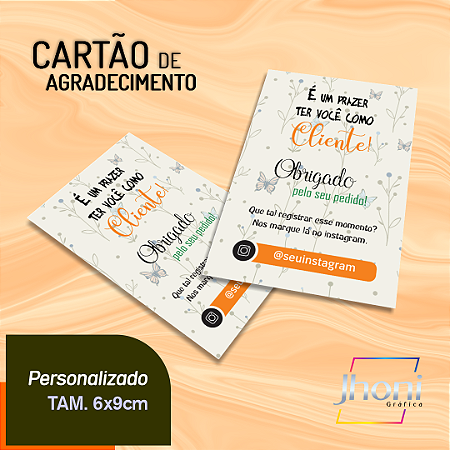 Cartão de Agradecimento 6x9cm Personalizado