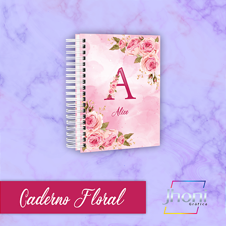 Caderno floral 15x21cm 96 folhas personalizado