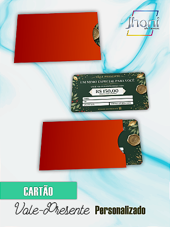 Cartão Vale-Presente 15x8cm Com Envelope Personalizado