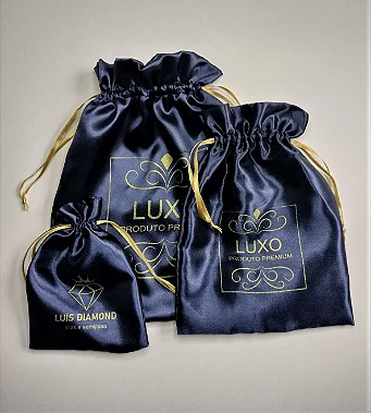 Saquinho de Cetim, Borda Luxo- Personalizado com a sua Logo ou Marca.