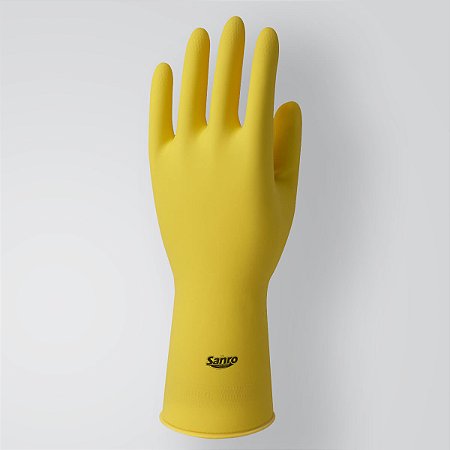 LUVA SANRO LIGHT LATEX AMARELO FLOCADO 30CM P CA43301