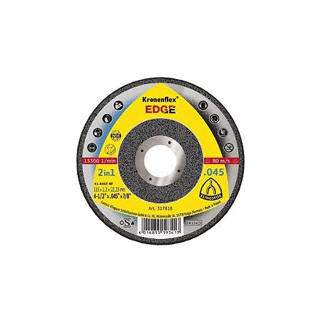 DISCO DE CORTE 115X1,2X22,23MM EDGE - 317818 KLINGSPOR