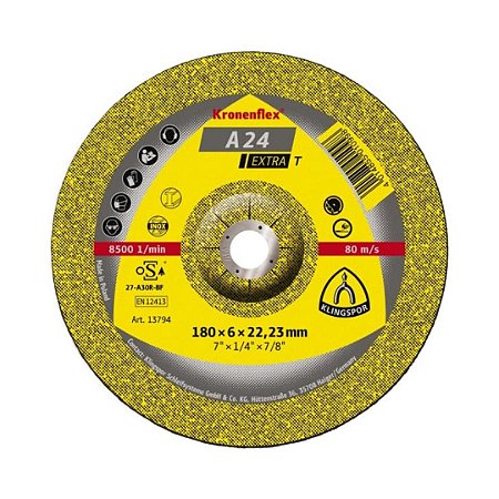 DISCO DE DESBASTE 180X6,0X22,23MM A 24 EXTRA T KLINGSPOR