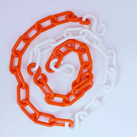 CORRENTE DE SINALIZACAO ELO GRANDE LARANJA E BRANCO PLASTCOR