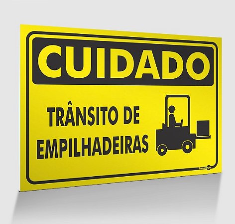 PLACA 1,50MM 30X20CM PR3003 CUIDADO TRANSITO DE EMPILHADEIRA