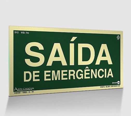 PLACA PVC RIG 1,00MM 24X12CM PAF910 S12 SAIDA EMERGENCIA