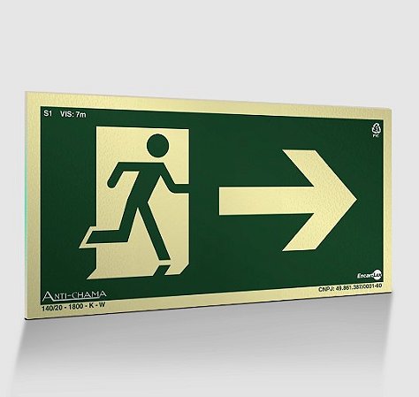 PLACA PVC EXP 2,00MM 24X12CM PAF09 S1 ROTA FUGA SETA DIREITA