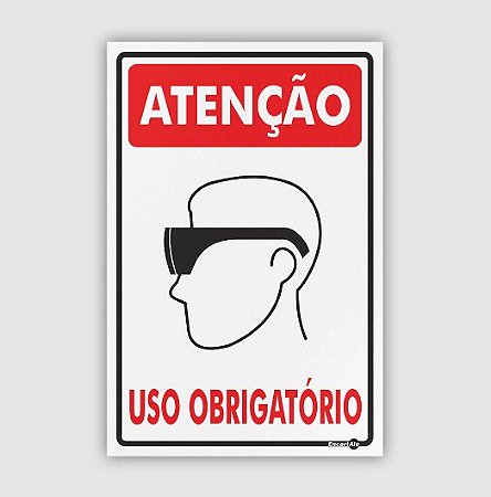 PLACA PS 0,80MM 20X30CM PS81 ATENCAO OCULOS USO OBRIGATORIO