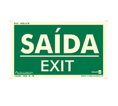 PLACA PVC RIG 1,00MM 25X15CM PAF701 S12 SAIDA/EXIT