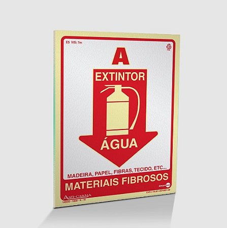 PLACA PVC RIG 1,00MM 20X30CM PAF301 E5 EXTINTOR AGUA