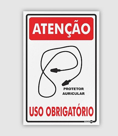 PLACA PS 0,80MM 20X30CM PS240 ATENCAO PROT AURICULAR PLUG USO OBRIGATORIO