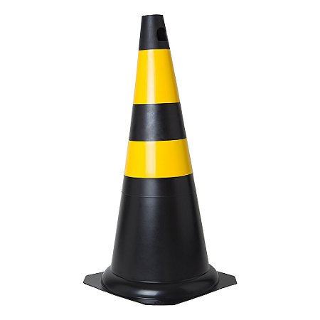 CONE PLASTCOR DE SINALIZACAO RIGIDO AMARELO E PRETO 75CM