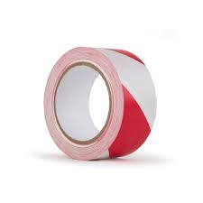 FITA ZEBRADA VERMELHO E BRANCO ROLO 50M