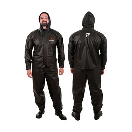 CONJUNTO PIONEIRA MOTOQUEIRO PVC PRETO COM CAPUZ CA 28501