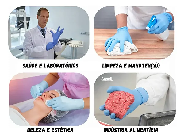 Luva Nitrílica Azul Ansell 82-134 CA 42653 com 100 Unidades