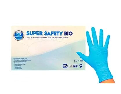 LUVA NITRILICA SUPER SAFETY SAFE BIO AZUL CA 41296