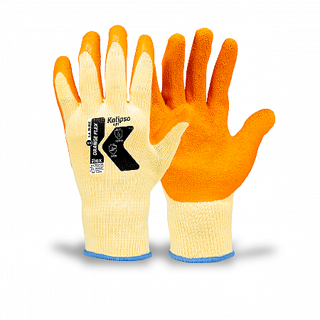 LUVA LÁTEX NATURAL COM SUPORTE TÊXTIL ORANGE FLEX  KALIPSO CA: 20858
