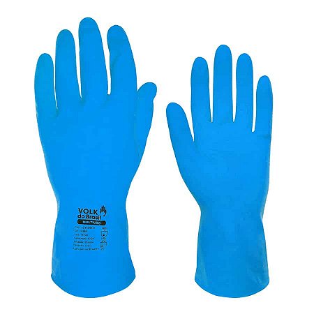 LUVA VOLK MULTIUSO LATEX AZUL FLOCADO CA: 10695