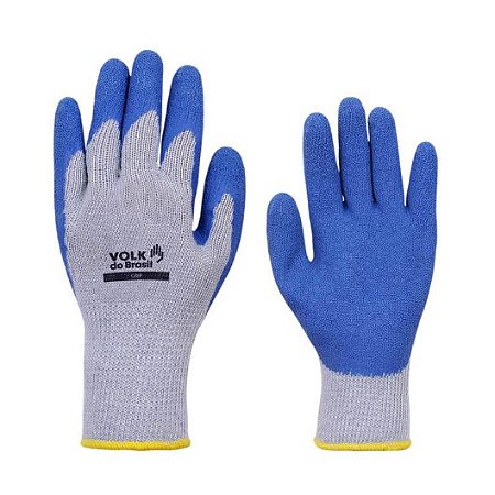 LUVA VOLK GRIP ALGODÃO LATEX AZUL CORRUGADO CA: 45996