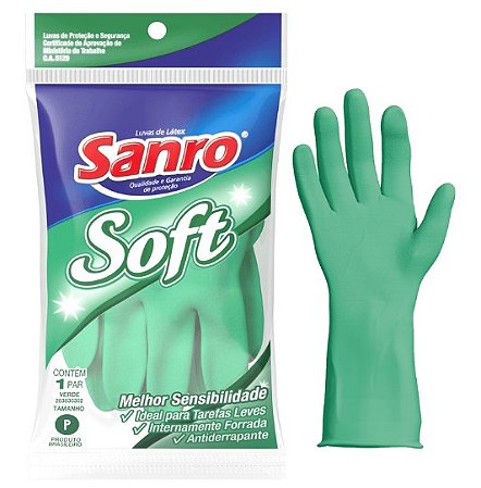 LUVA SANRO SOFT LATEX VERDE TAM P  CA:5129