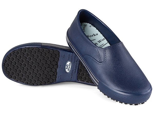 SAPATO SOFT WORK AZUL MARINHO LISTRAS CINZAS BB80  CA37212