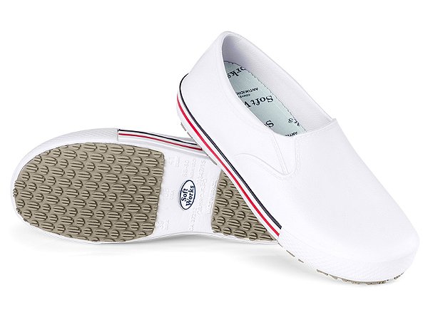 SAPATO SOFT WORK BB80 BRANCO LISTRA VERMELHA CA: 37212