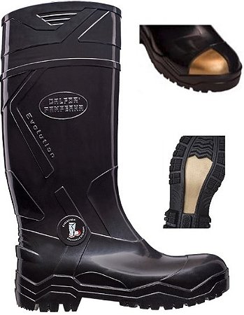 BOTA DE PVC CALFOR MODELO EVOLUTION PRETA COM BIQUEIRA E PALMILHA CA:35400