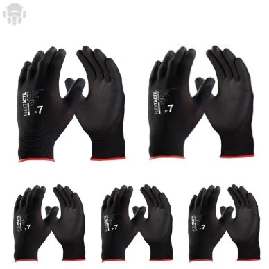 KIT 5 PARES DE LUVA DANNY FLEXTACTIL PU PRETA CA 29014