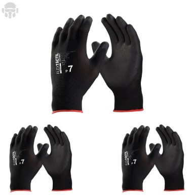 KIT 3 PARES DE LUVA DANNY FLEXTACTIL PU PRETA CA 29014
