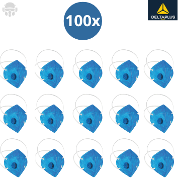 KIT 100 RESPIRADORES DELTAPLUS PFF2 C/VALVULA PRO SAFETY CA 38503