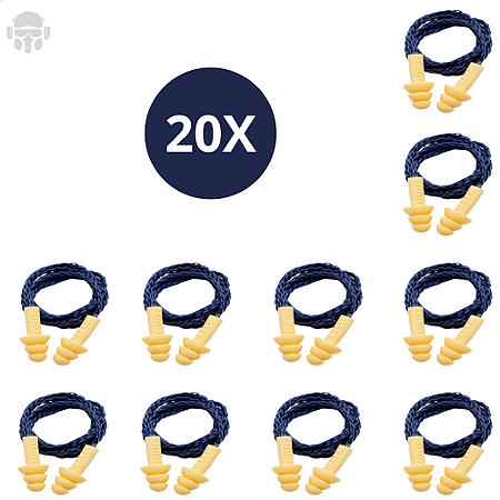 KIT PROTETOR AUDITIVO MR TIPO PLUG 18DB SILICONE SALMÃO CORDAO POLIPROPILENO AZUL MARINHO CA 11512