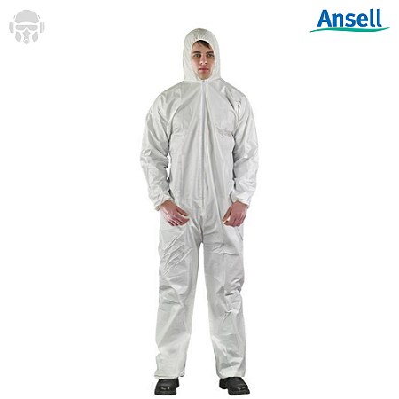 Macacão Pintura e Limpeza Branco Ansell Edge C/ Capuz Respirável CA 45613