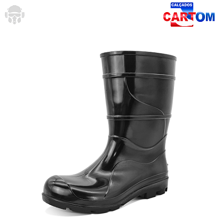 Bota PVC Cartom 206 Cano Médio S/Forro EPI Impermeável e Antiderrapante CA 32169