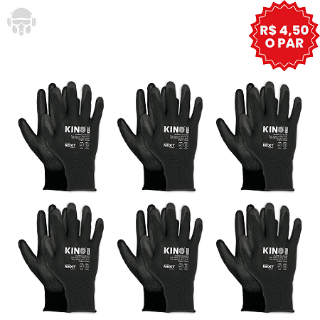 Kit 6 Pares de Luva PU Next Safety Kino Tato  - Precisão, Conforto e Proteção Antiestática CA 51313