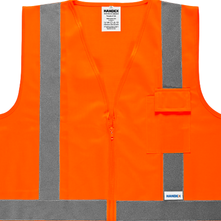 Colete Refletivo Laranja Handex com 1 Bolso Alta Visibilidade para Construção Trânsito e Segurança