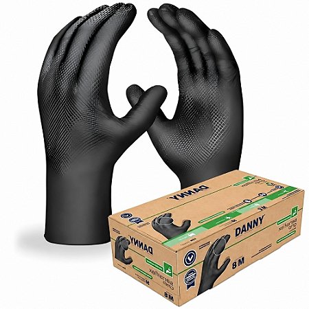 Luva Danny Sensiflex Grip Preta DA-90600 Caixa 50 Unidades