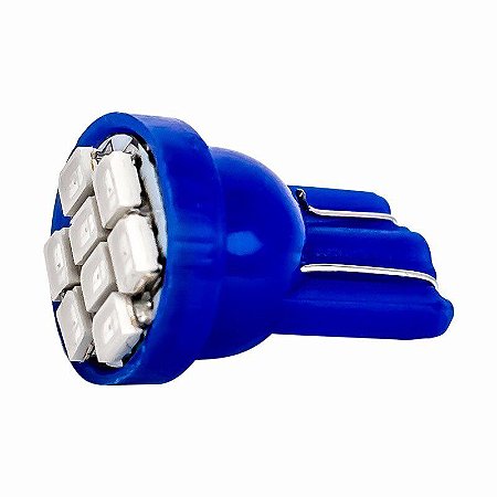 LAMPADA LED T10 8 LEDS AZUL 12V