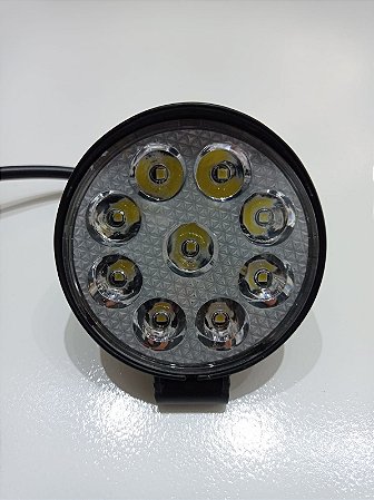FAROL DE LED REDONDO 9 LEDS 6000K 27W 12-24V 7,5X8X2CM (SALVINHO)