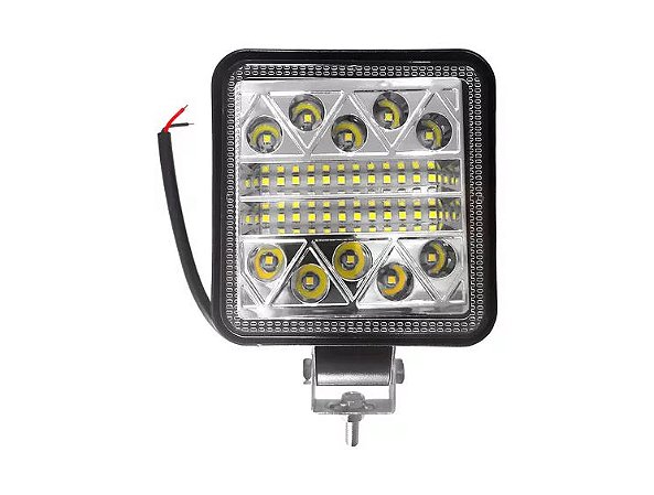 FAROL DE LED QUADRADO 34 LEDS STROBO 6000K 102W 12-24V 11X11X4CM