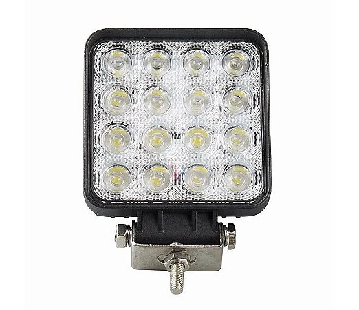 FAROL DE LED QUADRADO 16 LEDS 6000K 48W 12-24V 8X8X4CM