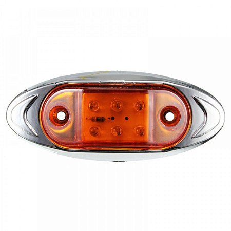 LANTERNA DELIMITADORA 6 LEDS ARO CROMADO 12-24V AMBAR