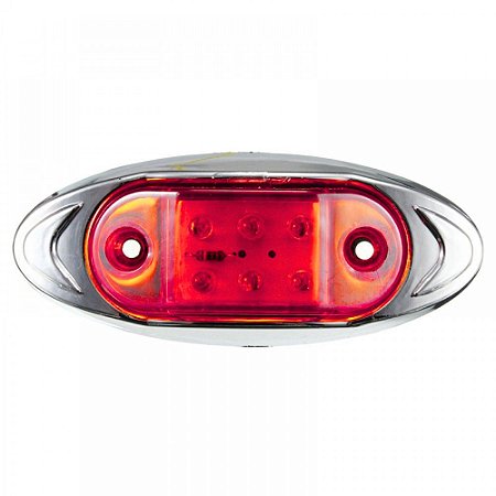 LANTERNA DELIMITADORA 6 LEDS ARO CROMADO 12-24V VERMELHA