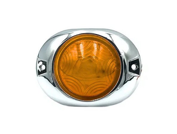 LANTERNA DELIMITADORA REDONDA 5 LEDS ARO CROMADO 12-24V AMBAR