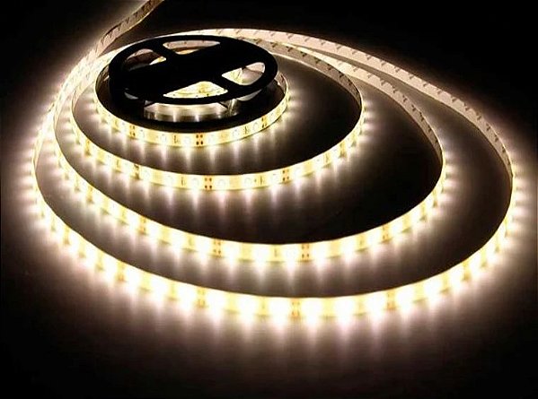 FITA LED BRANCO QUENTE 5050 5 MTS 12V COM SILICONE