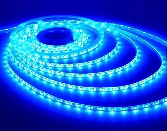 FITA LED AZUL 5050 5 MTS 12V COM SILICONE